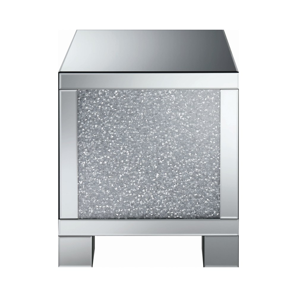 Gillian Square End Table Silver and Clear Mirror - Image 2
