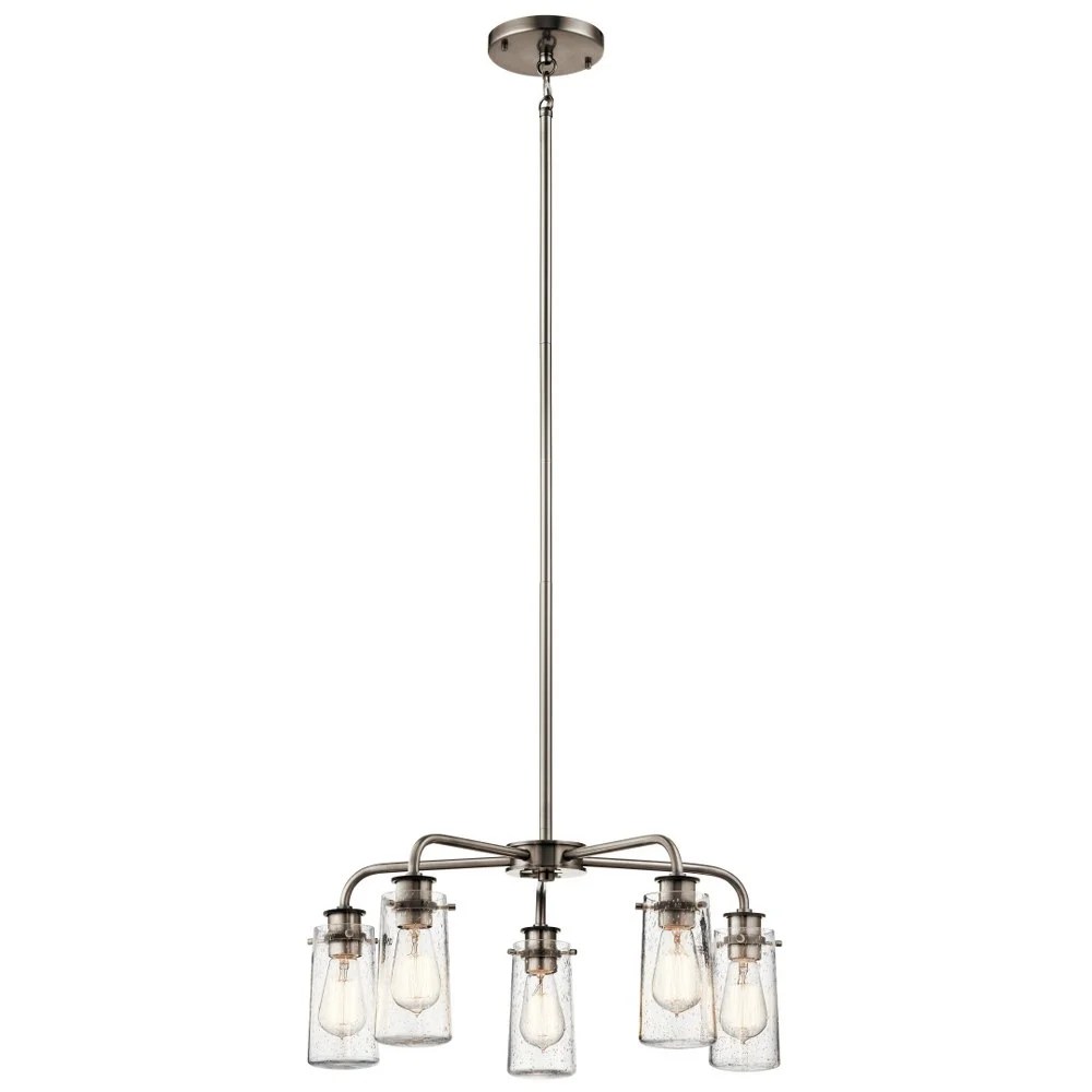 43058CLP Kichler Lighting Braelyn - 5 Light Medium Chandelier - with Vintage Industrial inspirations - 11.25 inches tall by 25 inches wide-Classic
