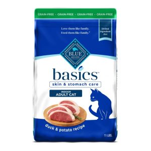 Blue Buffalo Basics Dry Cat Food Skin & Stomach, Duck & Potato, Chicken Free, 11lb Bag