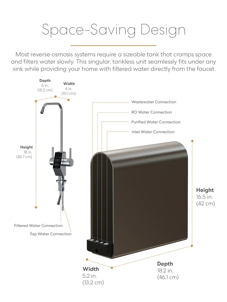 Brio G20-U Tankless Reverse Osmosis Water Filtration System with Smart Faucet, 700 GPD, 2:1 Pure to Drain, 4-in-2 Filtration - Image 5