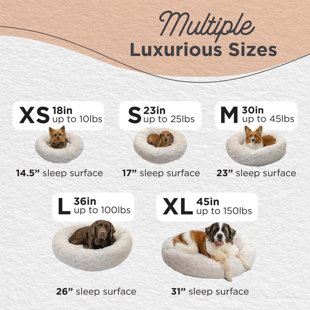 Best Friends by Sheri The Original Calming Donut Dog Bed-Washable Plush Pet Bed for Large Breeds up to 100 lbs, Lux Faux Fur, Oyster, Large (36" x 36") - Image 3