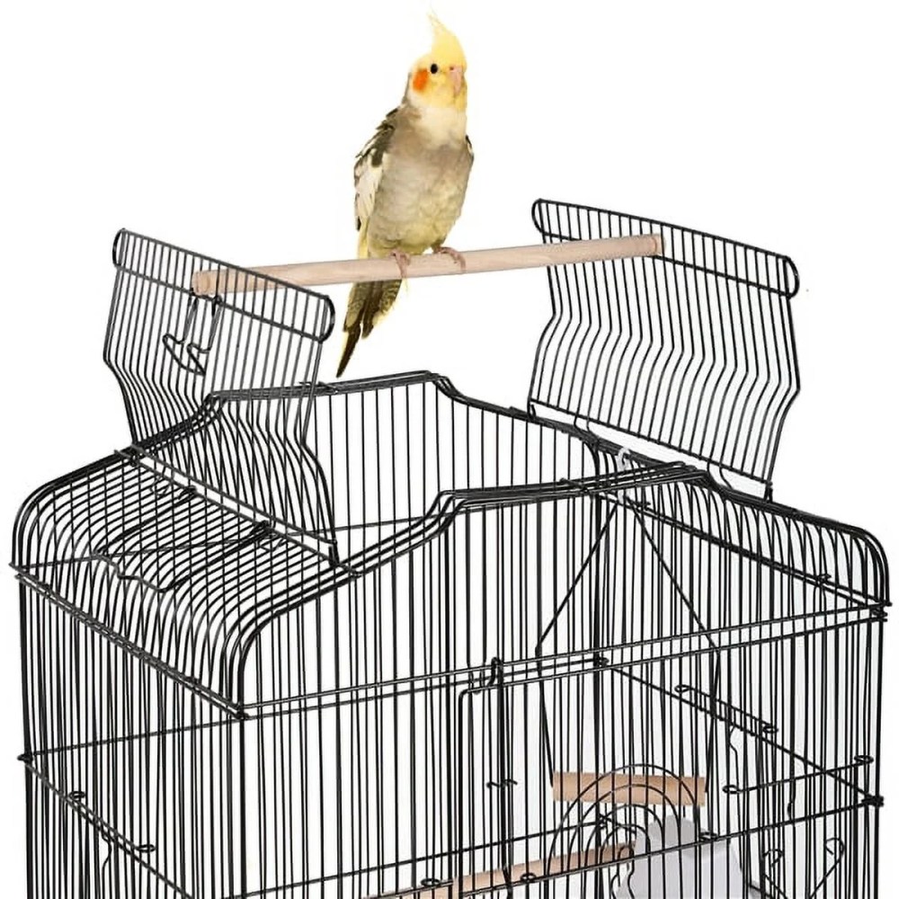 Alden Design Large 41" Metal Bird Cage with Play Top for Parakeets and Lovebirds, Black - Image 11