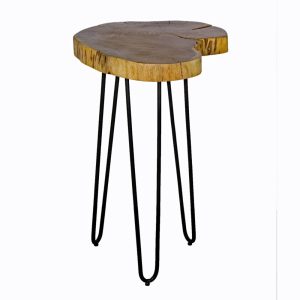 Alaterre Furniture Hairpin Natural Live Edge 20" Wood with Metal Round End Table, Natural