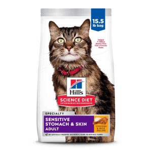 Hill's Science Diet Sensitive Stomach & Skin Chicken & Rice Dry Cat Food,  15.5lb Bag