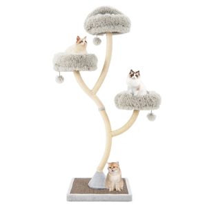 Costway Cat Tree Tower 70" Multi-Level Kitten Activity Center with 3 Perches & Balls Gray