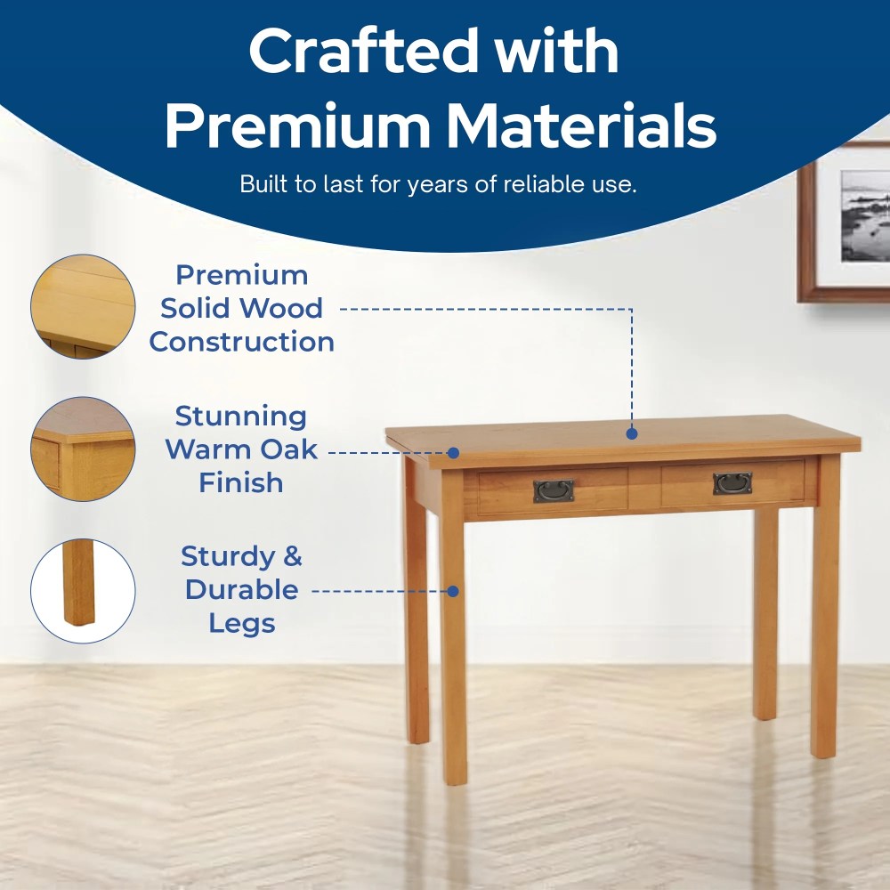 Stakmore Hardwood Traditional Expanding Table W/ 3 Adjustable Positions - Image 13