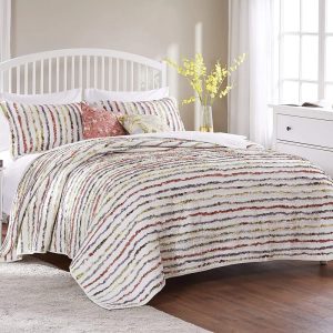 Greenland Home Bella Ruffle 100 Cotton Reversible Oversized Quilt and Decorative Pillow Set, 2 Piece Twin/Twin XL