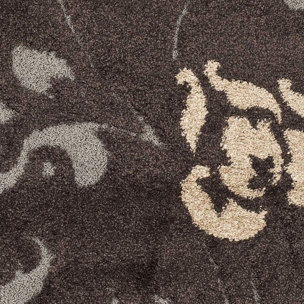 SAFAVIEH Florida Merrick Floral Shag Area Rug, Dark Brown/Smoke, 3'3" x 5'3" - Image 6