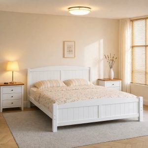 Zimtown Queen Bed Frame, Wood Platform Bed Frame,Bedroom Queen Bed with Headboard for Adults,White
