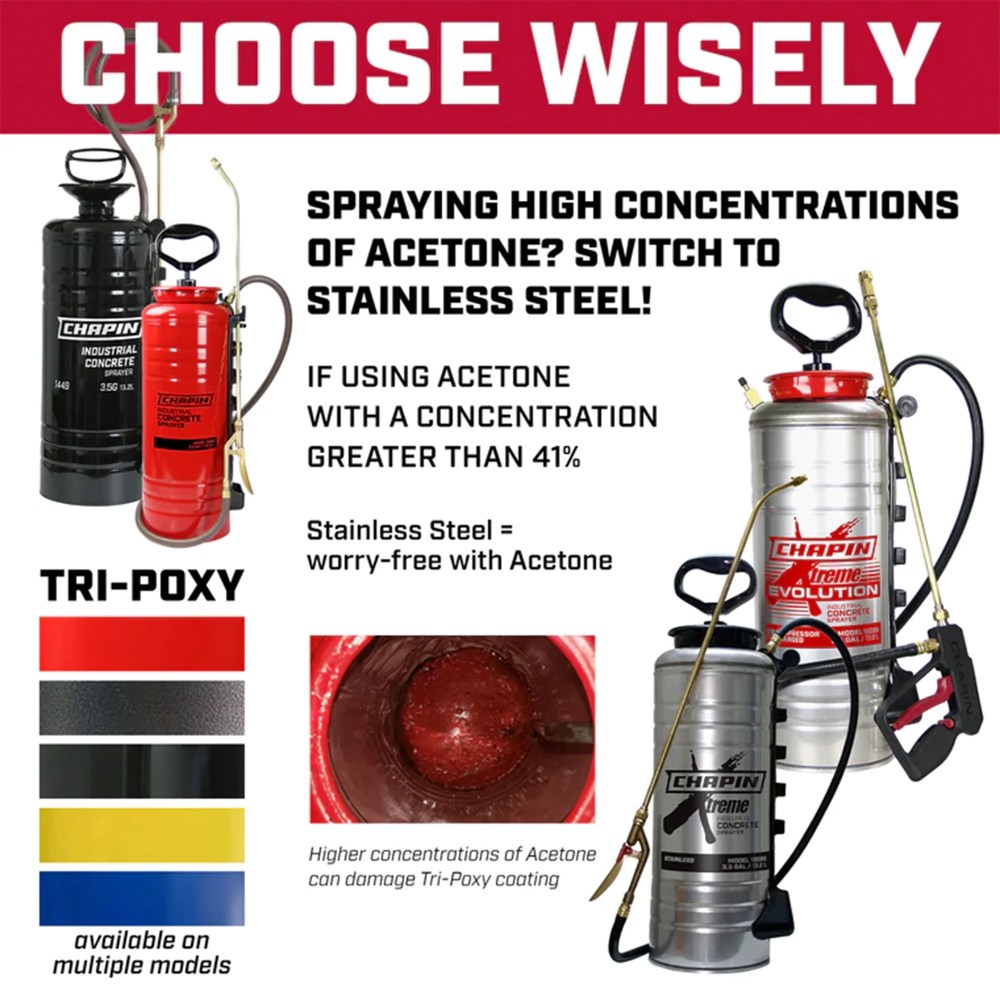 Chapin 1949 3.5 Gallon Tri-Poxy Industrial Open Head Sprayer for Professional Concrete Applications with All Brass Components, Red - Image 2