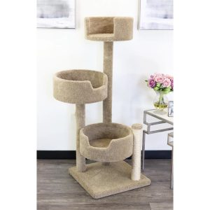 Large Cat Tree Wood Carpet Tower Multi-Level Condo Scratching Post for Big Cats