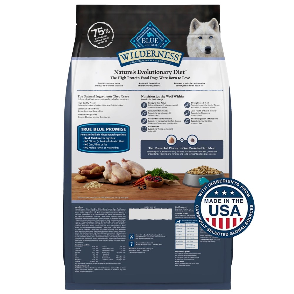Blue Buffalo Wilderness High-Protein Natural Senior Dry Dog Food, Chicken Recipe, 13-lb. - Image 7