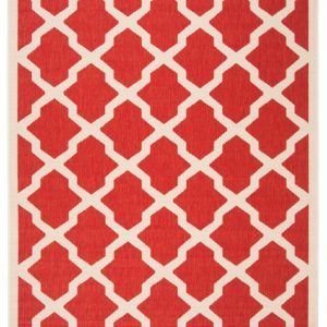 Safavieh Courtyard Amber Geometric Indoor/Outdoor Area Rug, Red/Bone, 6'7" x 9'6"