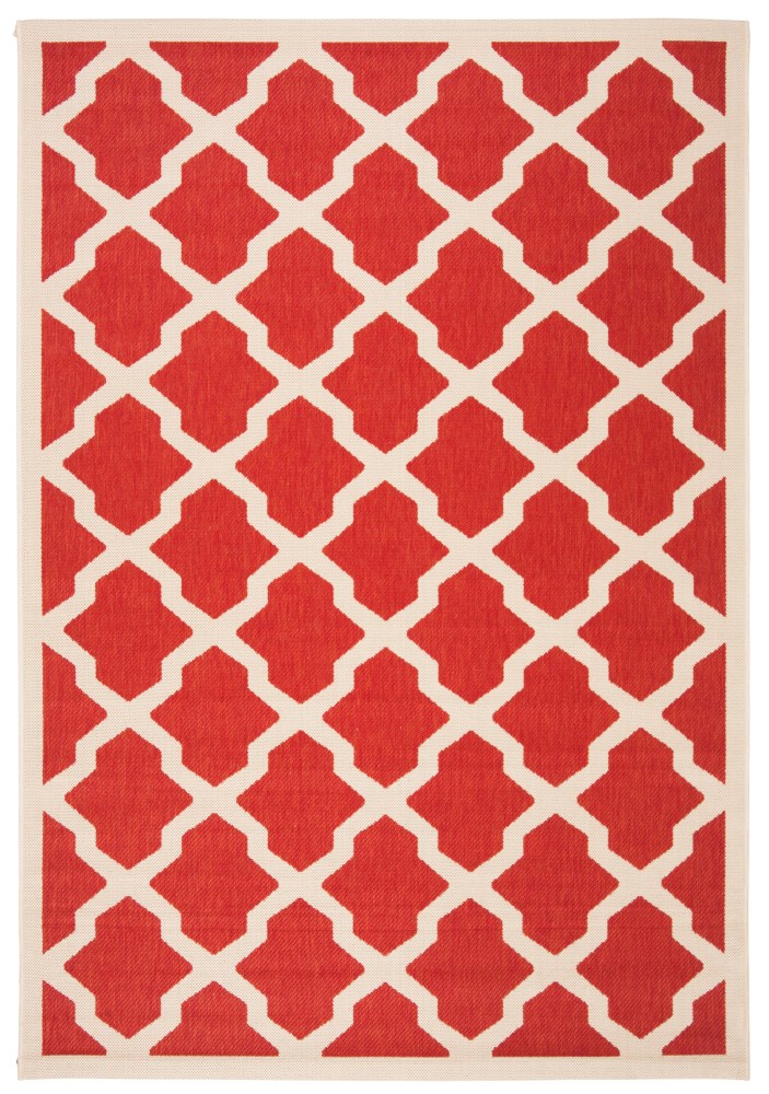 Safavieh Courtyard Amber Geometric Indoor/Outdoor Area Rug, Red/Bone, 6'7" x 9'6"