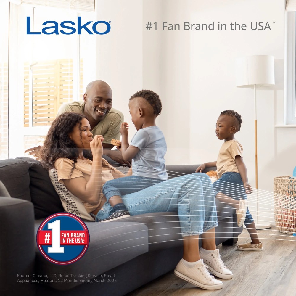 Lasko 40" 5-Speed Smart Tower Fan Powered by Aria, Wi-Fi Connected, Alexa, Google, White, T40735 - Image 3