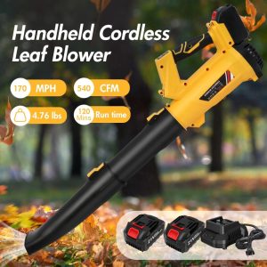 Leaf Blower,170MPH 540CFM Leaf Blower Cordless with 2X6.0Ah Battery & Charger,21V Electric Leaf Blower for Lawn Care,Battery Leaf Blower for Snow Blowing & Yard Patio Garden Cleaning
