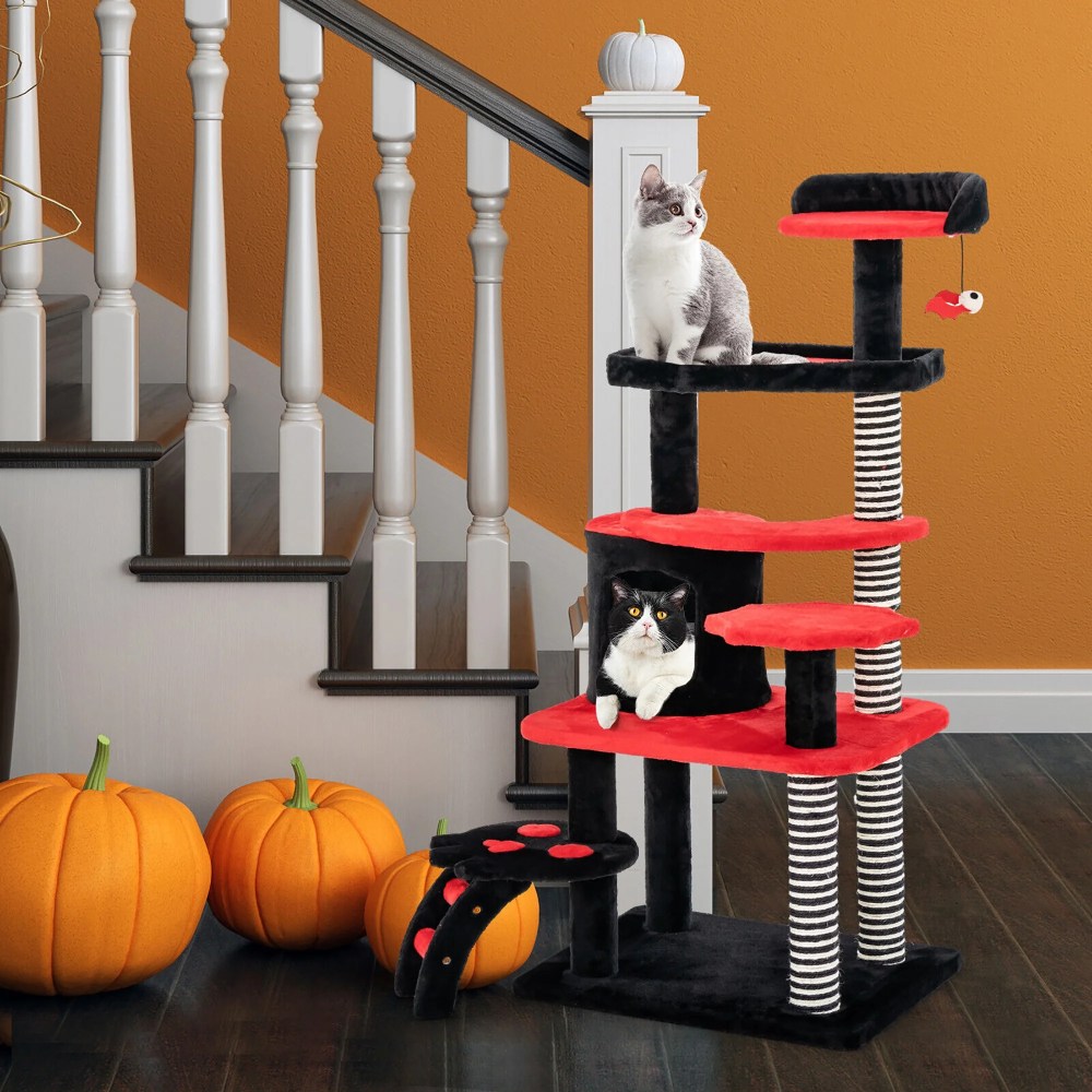 Gymax Gothic Cat Tree 52" Tall Cat Tower w/ Cat Bed Cat Condo Sisal Scratching Post - Image 4