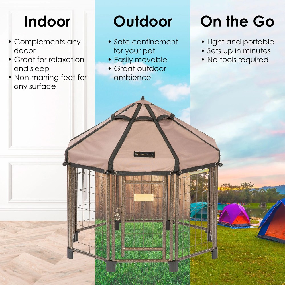 Pet Gazebo 23403ET 3 ft. Pet Gazebo with Earth Taupe Canopy - Image 5