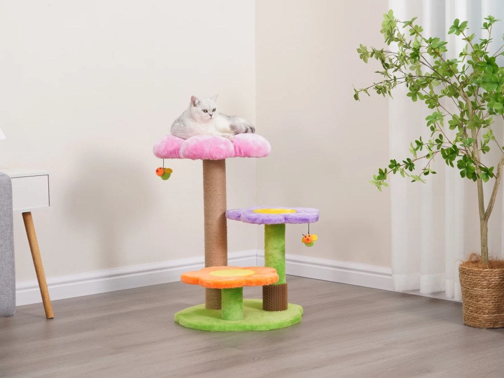 Vibrant Life 4-Level 26" Floral Style Cat Tree with Perches, Scratching Post, Multi Color - Image 9