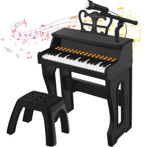 37 Keys Piano for Kids, Electronic Musical Instrument Toys for Baby, Mini Piano Tools for Beginners, Gifts for Age 3 , Black