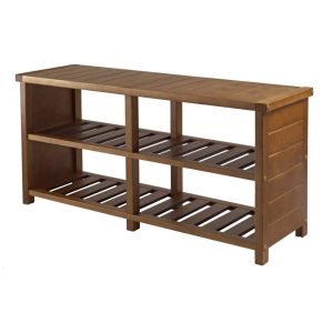 Winsome Keystone Shoe Bench,Teak Finish