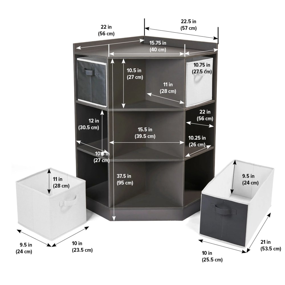 Badger Basket Corner Cubby Storage Unit with Four Reversible Baskets 9.8 Cu ft. - Charcoal - Image 8