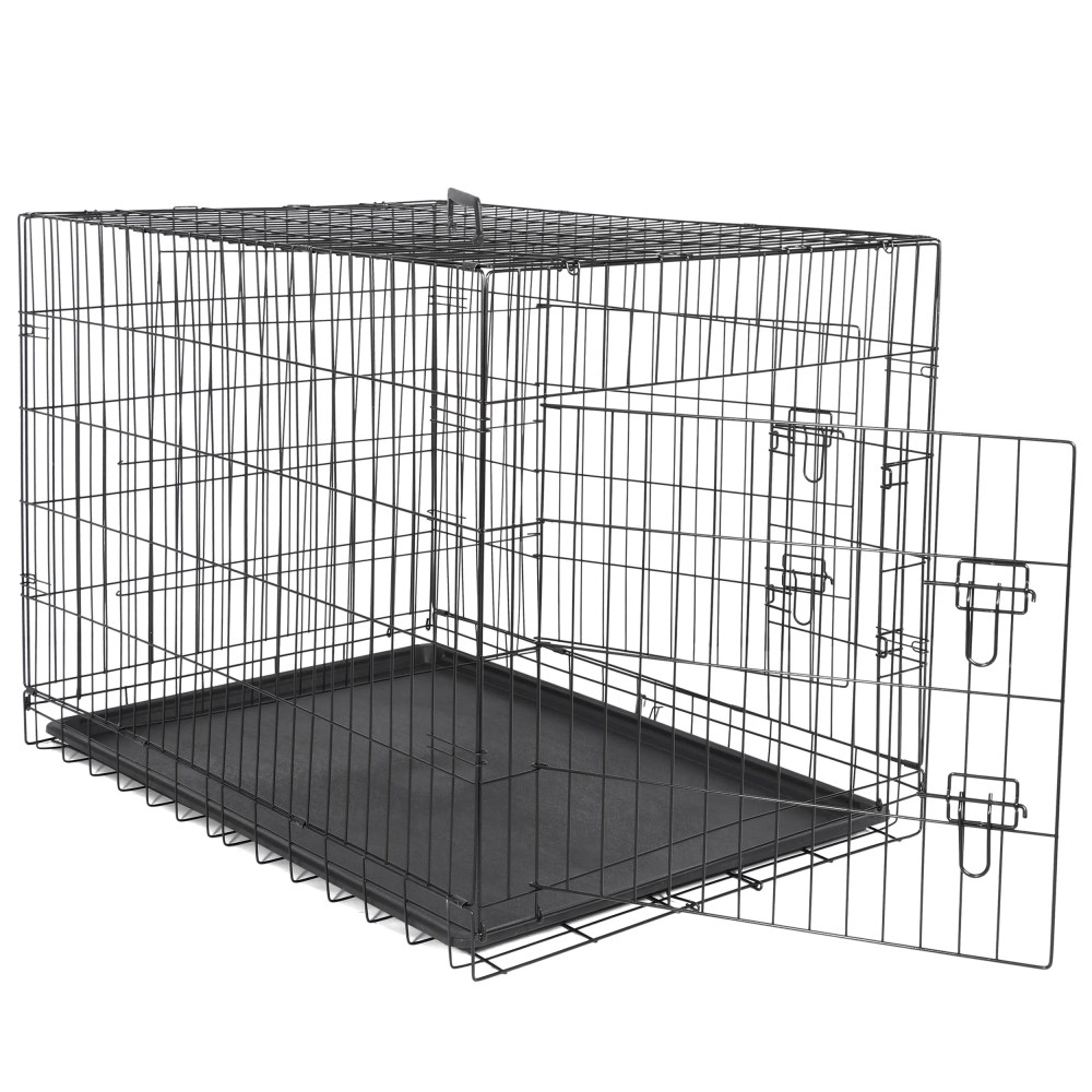 ZENY Double Door Folding Metal Dog Crate with Tray & Divider Panel for Dogs, Black, 42" - Image 5