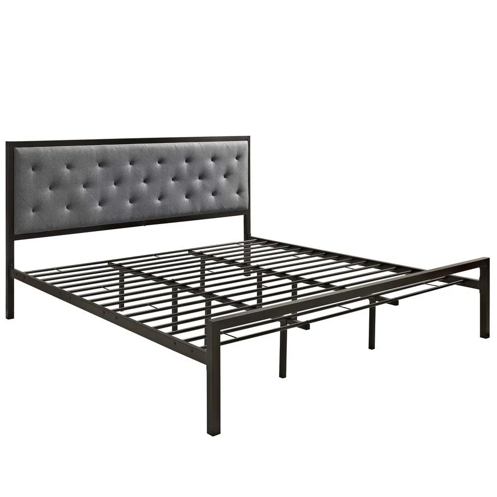 Modway Mia King Powder-coated Steel and Fabric Bed in Brown/Gray - Image 8