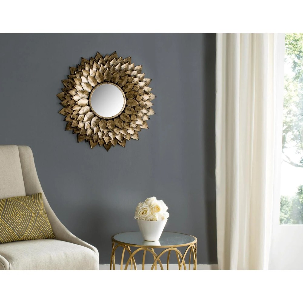 SAFAVIEH 9.4" Round Provence Sunburst Mirror, Gold - Image 2