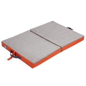 Best Friends Foldable Travel Pet Bed,  L / XL - Gray and Orange Washable Cover with Microsuede Top and a Memory Foam Topper for comfort - Includes Carry Handles