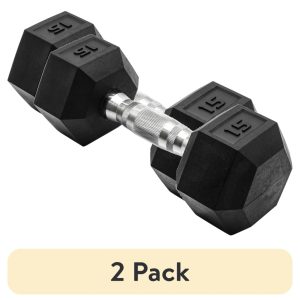 (2 pack) CAP Barbell,  15lb Rubber Hex Dumbbell,  Single