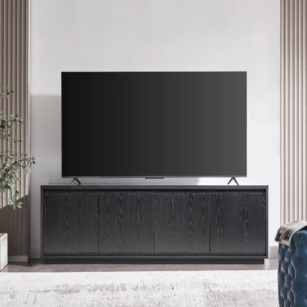 Evelyn&Zoe Presque Rectangular TV Stand for TV's up to 75", Black Grain - Image 2