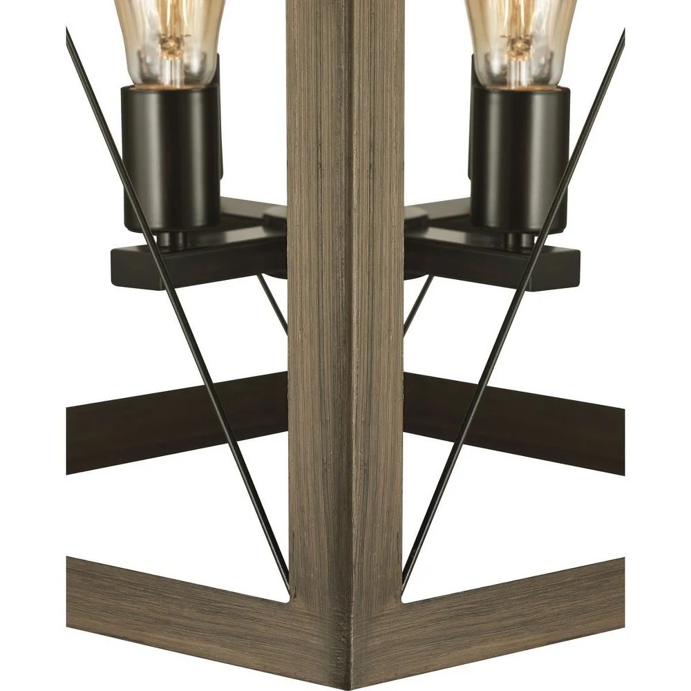 Progress Lighting Briarwood 4-Light Foyer Pendant, Steel, Graphite, Vintage-Style Bulbs, Wood Enclosure - Image 6
