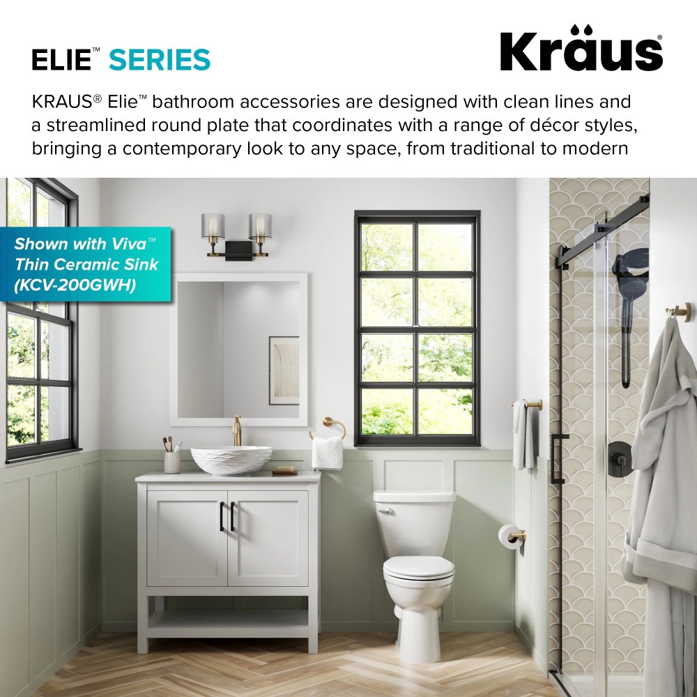KRAUS Elie Bathroom Shelf Towel Rack with Towel Bar in Brushed Gold - Image 2