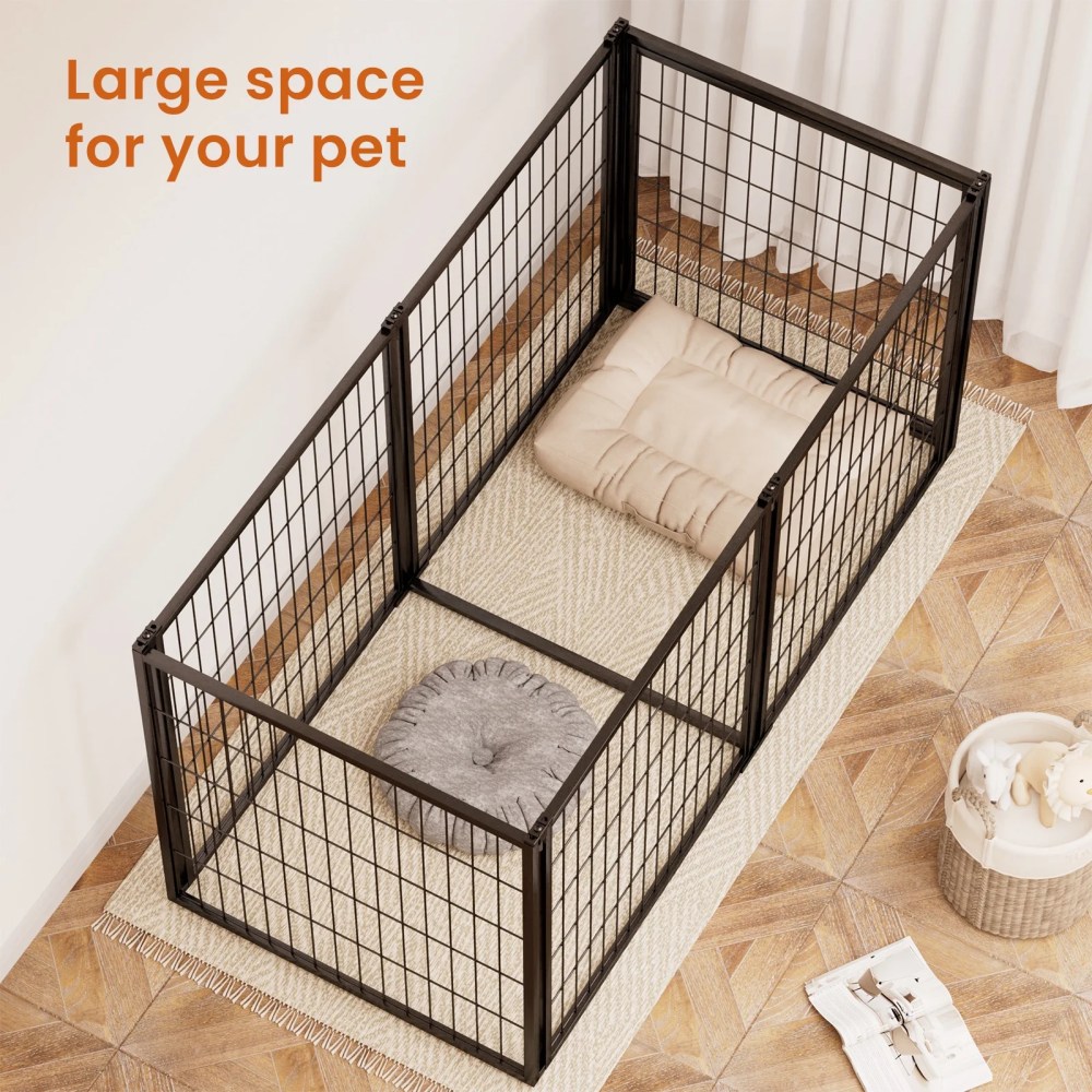 JXXRZ 63" Dog Crate Indoor Metal Kennel w/ Cover & Divider, Escape Proof Playpen - Image 9