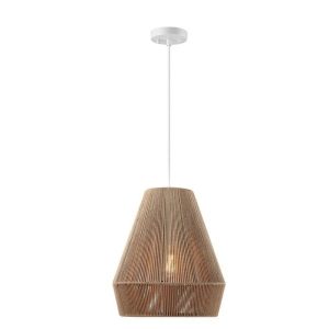Grant 1-Light Twine and Matte White Pendant Lighting