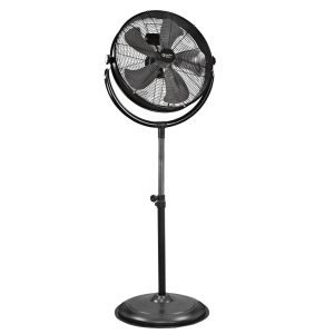 Comfort Zone 20" 3-Speed Slim-Profile High-Velocity Industrial Pedestal Fan with Aluminum Blades and Adjustable Tilt,  All-Metal Construction,  Black