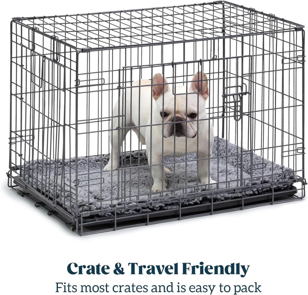 PELZIN Stoutwool Indestructible Dog Bed - Fluffy Chew Proof Dog Crate Pad - Tough Kennel Pad for Aggressive Chewers - Washable, Ideal for Large Breeds & Fits 36-Inch Crate - 35"x22", Charcoal - Image 3