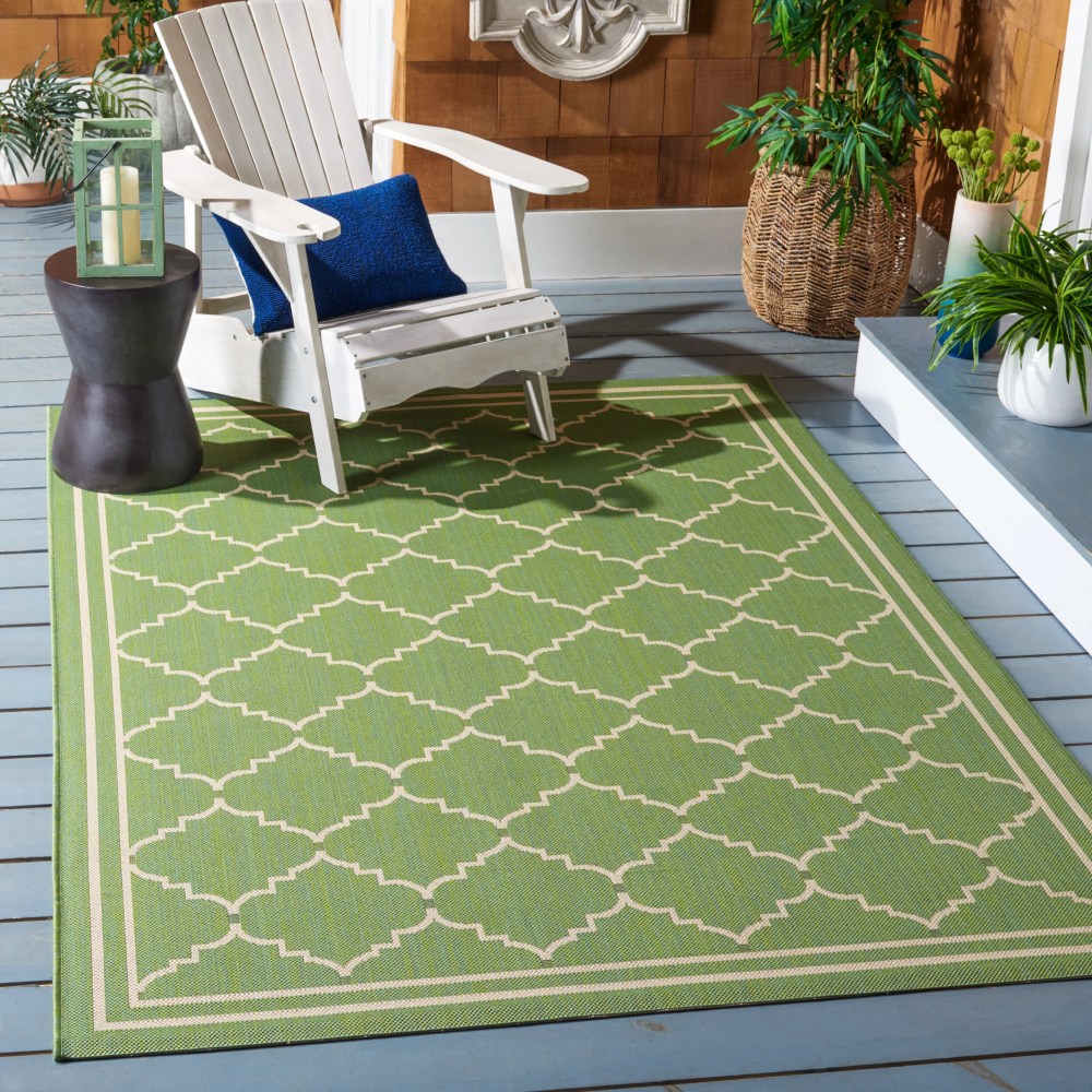 Safavieh Courtyard Amy Geometric Indoor/Outdoor Area Rug, Green/Beige, 5'3" x 7'7" - Image 2