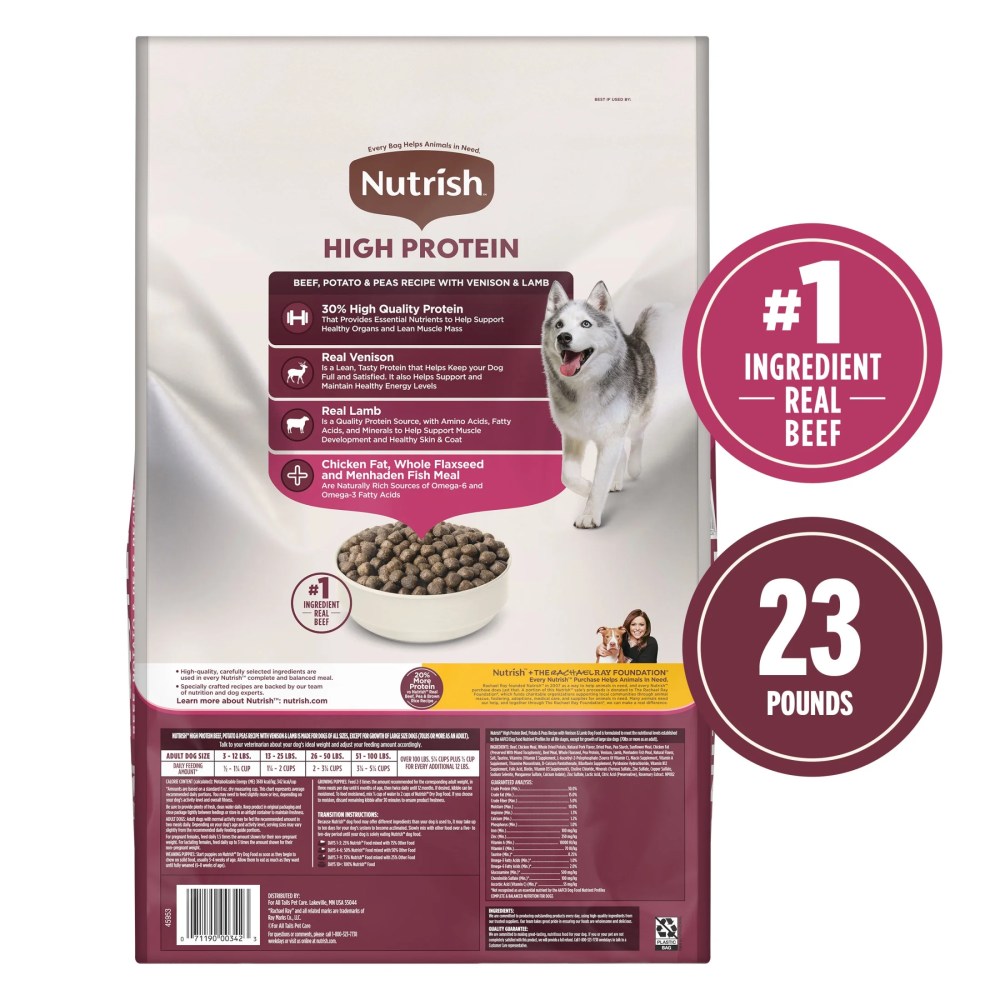 Nutrish High Protein Beef, Potato & Peas Recipe with Venison & Lamb Dry Dog Food, 23 lb. Bag (Rachael Ray) - Image 3