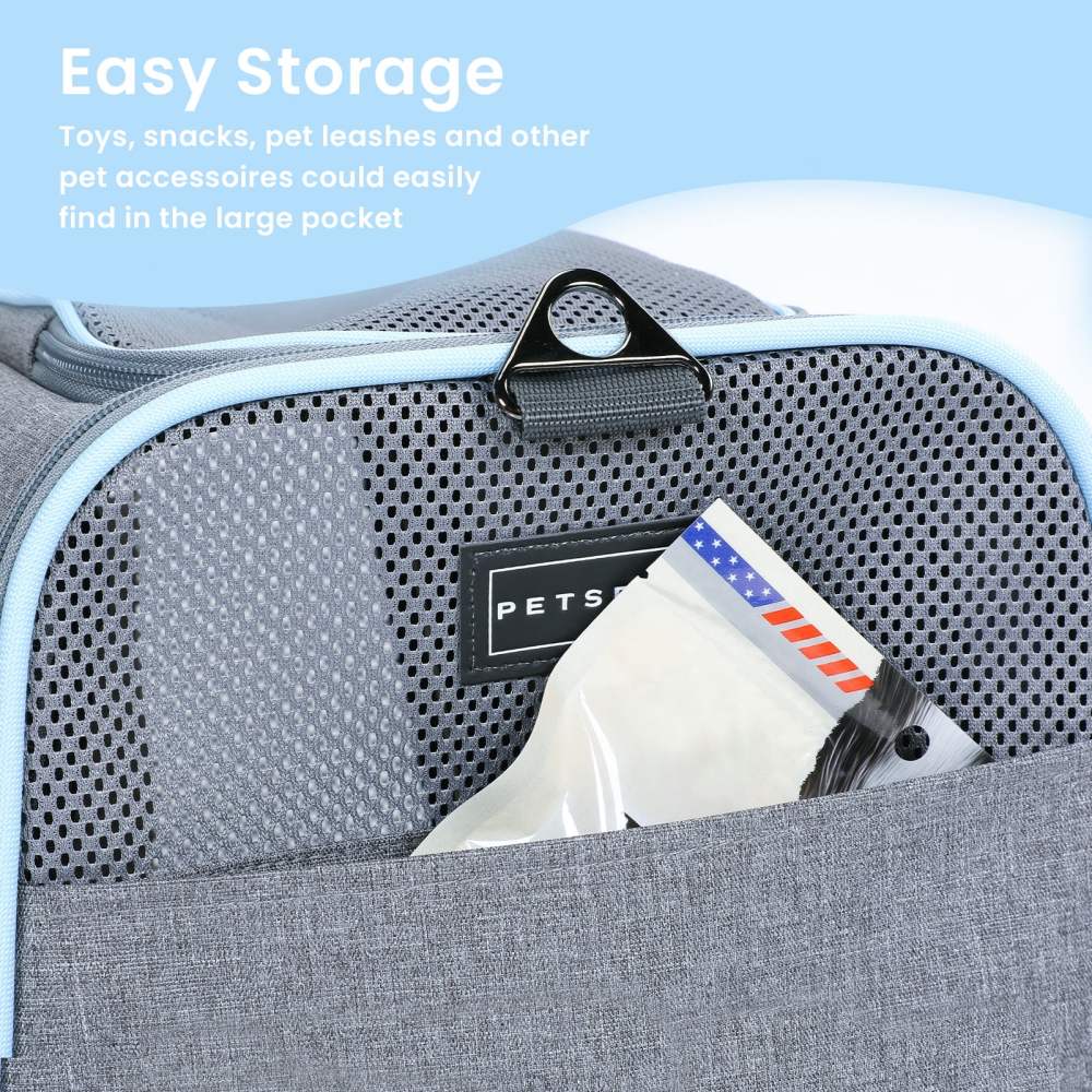 Petsfit 19" Expandable Soft-Sided Cat Carrier, Airline Approved Portable Washable Pet Travel Carrier with Two Extension for Kittens, Light Gray - Image 3
