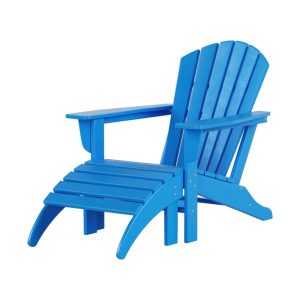 Westin Outdoor Adirondack Patio Chair with Ottoman Footrest,Pacific Blue