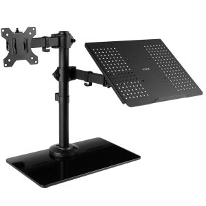 VIVO Black Laptop & Monitor Desk Stand with Glass Base,  Fits up to 32" Screen