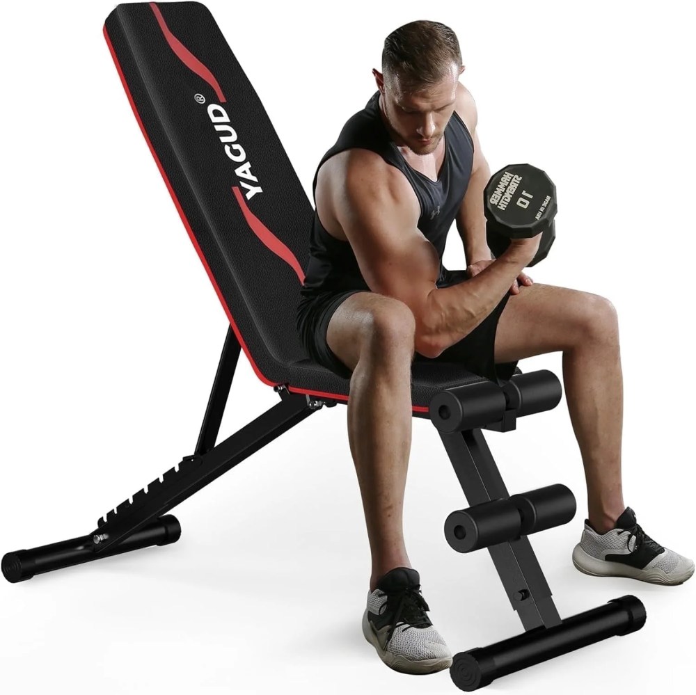 Yagud Weight Bench Press, 8 Positions Adjustable Workout Benches for Home Gym Dumbbell Exercise, 800 lbs Stable Incline Decline Bench for Full Body Workout, Folding Strength Training Sit up Bench