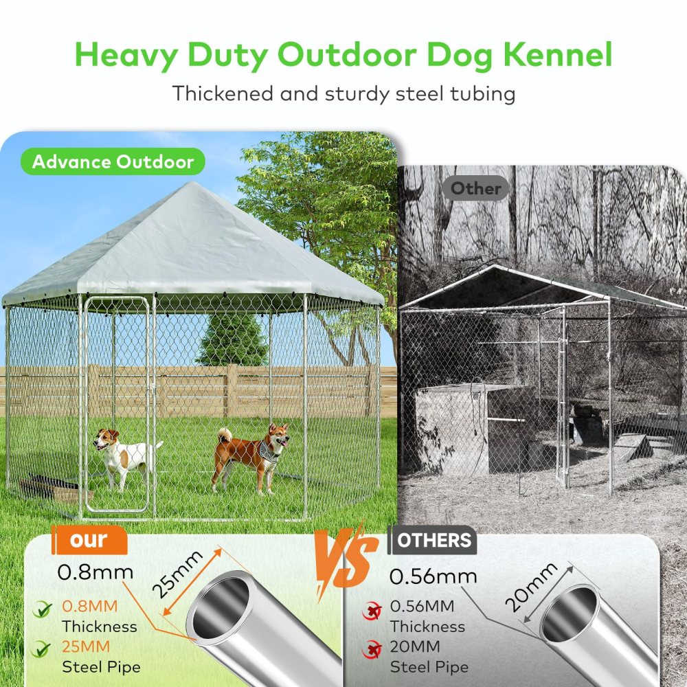 TIME RAY 6.86.8 ft Outdoor Dog Kennel, Dog Kennel Outdoor with Waterproof Cover and Security Lock, Galvanized Hexagonal Dog Cage for Large Dogs - Image 2