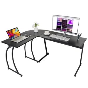 ZENY Modern L-Shaped Laptop Corner Desk Computer Desk Table Writing Workstation,Black,Anti-Rust