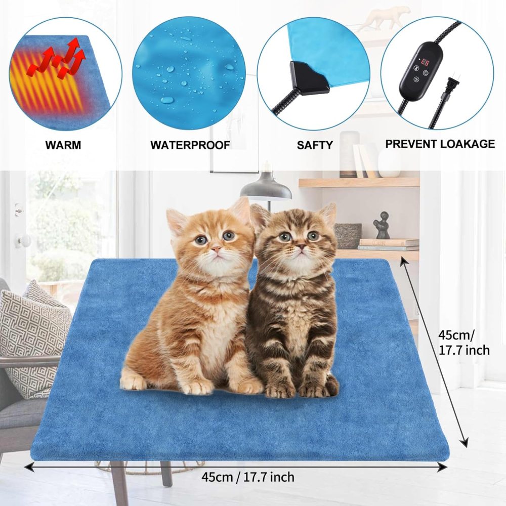 Pet Heating Pad for Dogs, Indoor Outdoor Waterproof Electric Heated Pad Mat for Cats with Chew Resistant Cord, 5 Timer and 6 Level Temperature Pet Bed Warmer-15.727.5 - Image 4