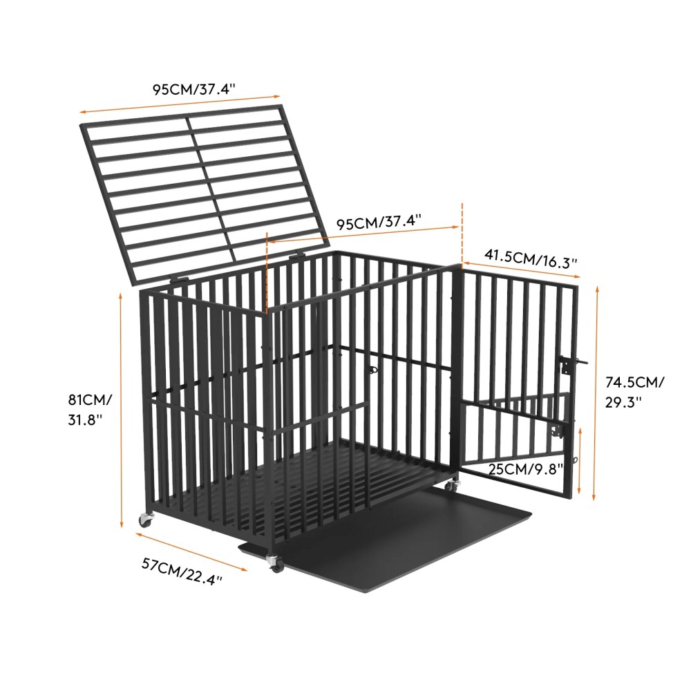 BingoPaw Metal Jumbo Dog Crate Kennel Strong Pet Cage with Wheels Removable Tray Tall - Image 6