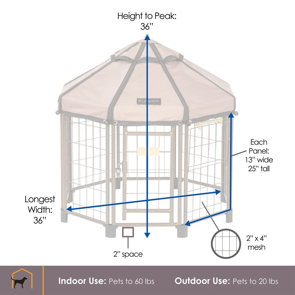 Pet Gazebo 23403ET 3 ft. Pet Gazebo with Earth Taupe Canopy - Image 6