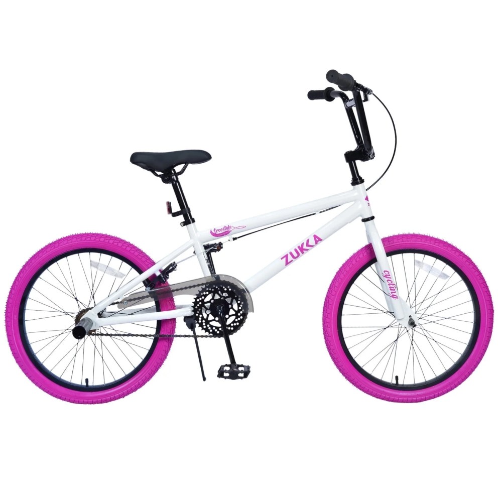 Aezusy 20" Kids Bikes for Boys Girls, Freestyle Single Speed BMX Bicycle for Rider Ages 7, Height 44"-61", White